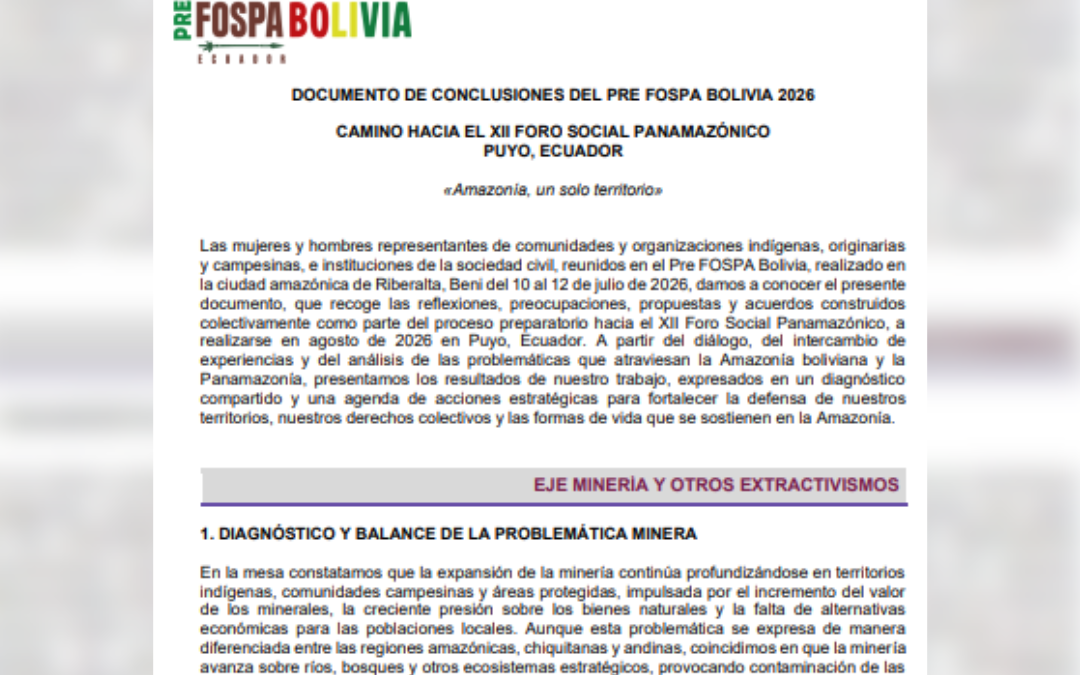 Documento de Conclusiones del Pre FOSPA Bolivia 2026